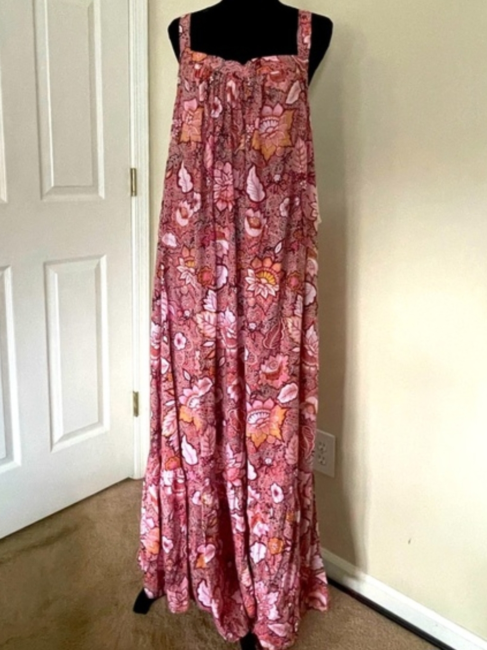 Terra & Sky Pink and Orange Floral Maxi Skirt